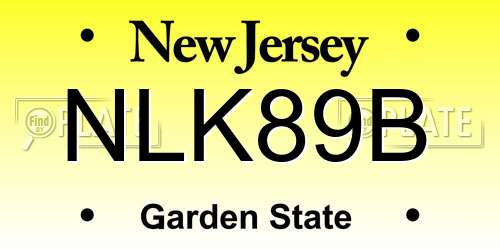 NLK89B New Jersey License Plate