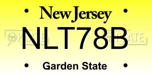 NLT78B New Jersey License Plate