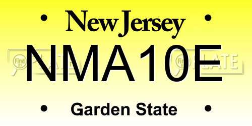NMA10E New Jersey License Plate