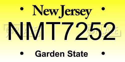 NMT7252 New Jersey License Plate