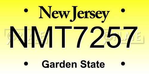 NMT7257 New Jersey License Plate