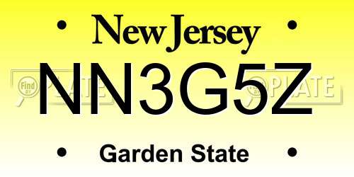 NN3G5Z New Jersey License Plate
