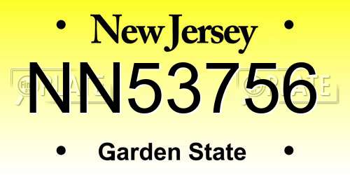 NN53756 New Jersey License Plate