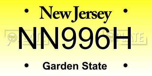 NN996H New Jersey License Plate