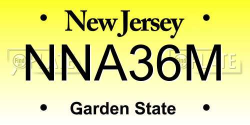 NNA36M New Jersey License Plate