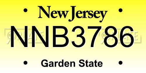 NNB3786 New Jersey License Plate