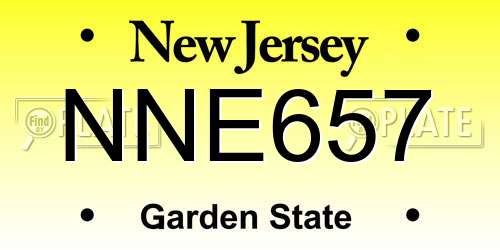 NNE657 New Jersey License Plate
