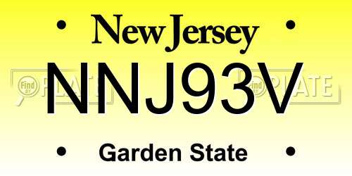 NNJ93V New Jersey License Plate