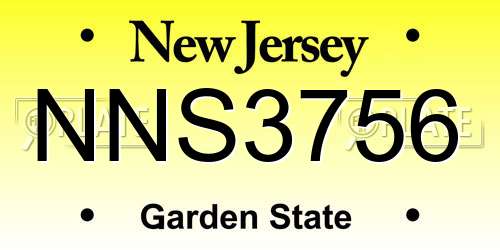 NNS3756 New Jersey License Plate