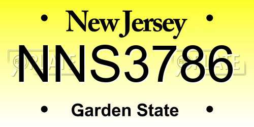 NNS3786 New Jersey License Plate