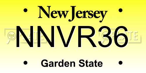 NNVR36 New Jersey License Plate