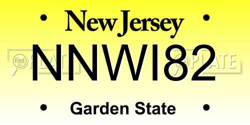 NNWI82 New Jersey License Plate