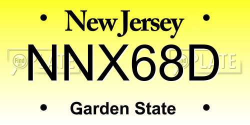 NNX68D New Jersey License Plate