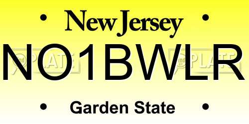 NO1BWLR New Jersey License Plate