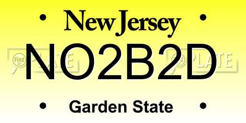 NO2B2D New Jersey License Plate