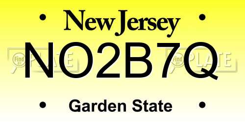 NO2B7Q New Jersey License Plate