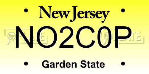 NO2C0P New Jersey License Plate