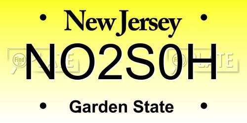 NO2S0H New Jersey License Plate