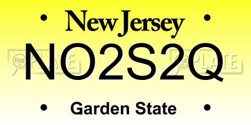 NO2S2Q New Jersey License Plate