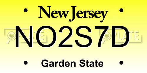 NO2S7D New Jersey License Plate