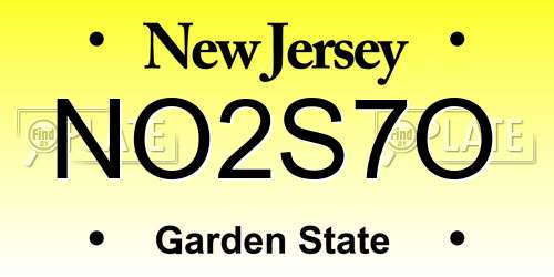NO2S7O New Jersey License Plate