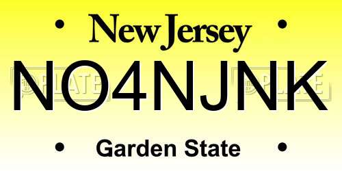 NO4NJNK New Jersey License Plate