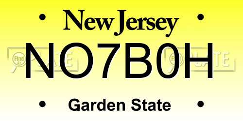 NO7B0H New Jersey License Plate