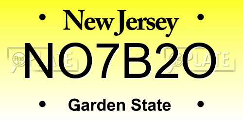 NO7B2O New Jersey License Plate