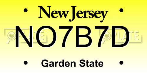 NO7B7D New Jersey License Plate