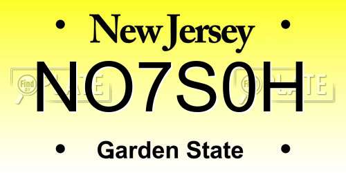 NO7S0H New Jersey License Plate
