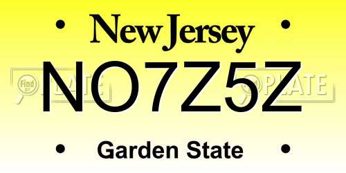 NO7Z5Z New Jersey License Plate