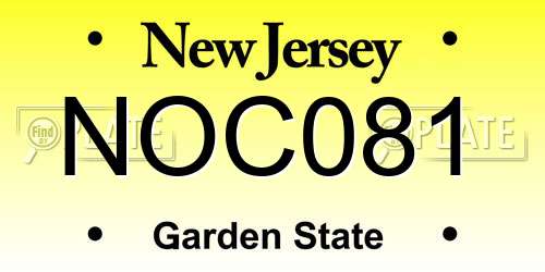NOC081 New Jersey License Plate