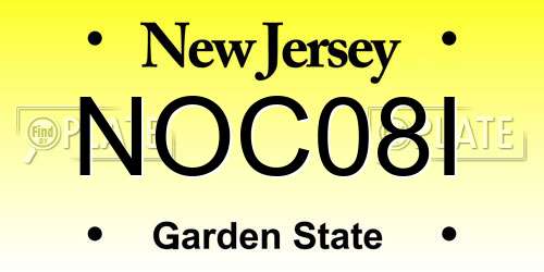 NOC08I New Jersey License Plate