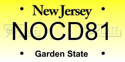 NOCD81 New Jersey License Plate