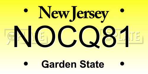 NOCQ81 New Jersey License Plate