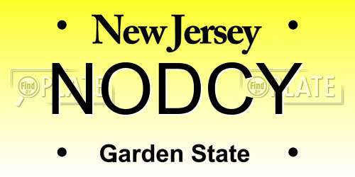 NODCY New Jersey License Plate
