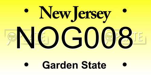 NOG008 New Jersey License Plate