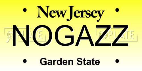 NOGAZZ New Jersey License Plate