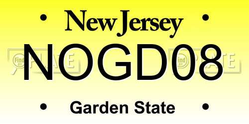 NOGD08 New Jersey License Plate