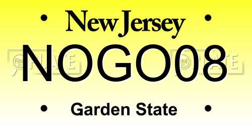 NOGO08 New Jersey License Plate