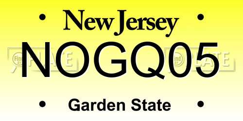 NOGQ05 New Jersey License Plate