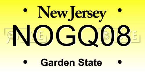 NOGQ08 New Jersey License Plate