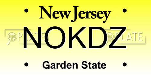 NOKDZ New Jersey License Plate
