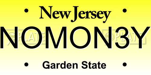 NOMON3Y New Jersey License Plate