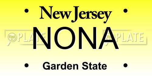 NONA New Jersey License Plate