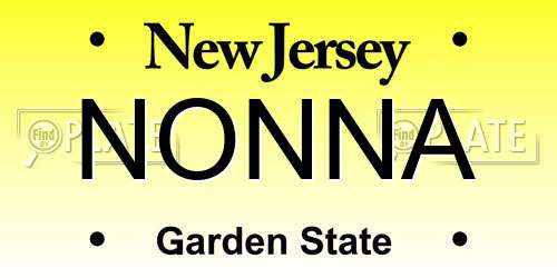 NONNA New Jersey License Plate