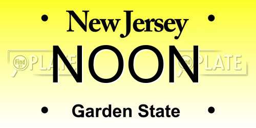 NOON New Jersey License Plate