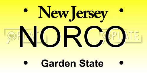 NORCO New Jersey License Plate