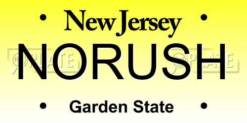 NORUSH New Jersey License Plate