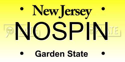 NOSPIN New Jersey License Plate